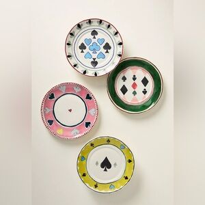 New Anthropologie Cards Canape 6” Plates Set of 4